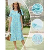 image:imageEkouaer Womens Cotton Nightgown Long Short Sleeve House Dress with PocketsLine Flowers