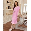 image:imageEkouaer Womens Cotton Nightgown Long Short Sleeve House Dress with PocketsPink
