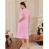 image:imageEkouaer Womens Cotton Nightgown Long Short Sleeve House Dress with PocketsPink