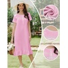 image:imageEkouaer Womens Cotton Nightgown Long Short Sleeve House Dress with PocketsPink