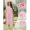 image:imageEkouaer Womens Cotton Nightgown Long Short Sleeve House Dress with PocketsPink Flower
