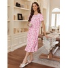 image:imageEkouaer Womens Cotton Nightgown Long Short Sleeve House Dress with PocketsPink Flower