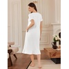 image:imageEkouaer Womens Cotton Nightgown Long Short Sleeve House Dress with PocketsWhite