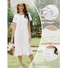 image:imageEkouaer Womens Cotton Nightgown Long Short Sleeve House Dress with PocketsWhite