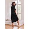 image:imageEkouaer Womens Long Nightgown Short Sleeve Night Shirt Plus Size SleepwearBlack