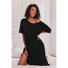 image:imageEkouaer Womens Long Nightgown Short Sleeve Night Shirt Plus Size SleepwearBlack