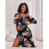 image:imageEkouaer Womens Long Nightgown Short Sleeve Night Shirt Plus Size SleepwearBlack Floral