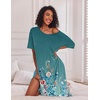 image:imageEkouaer Womens Long Nightgown Short Sleeve Night Shirt Plus Size SleepwearCeladon Floral