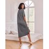 image:imageEkouaer Womens Long Nightgown Short Sleeve Night Shirt Plus Size SleepwearDark Grey