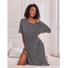 image:imageEkouaer Womens Long Nightgown Short Sleeve Night Shirt Plus Size SleepwearDark Grey