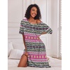 image:imageEkouaer Womens Long Nightgown Short Sleeve Night Shirt Plus Size SleepwearEthnic Rose Red
