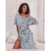 image:imageEkouaer Womens Long Nightgown Short Sleeve Night Shirt Plus Size SleepwearGrey Floral