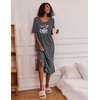 image:imageEkouaer Womens Long Nightgown Short Sleeve Night Shirt Plus Size SleepwearMedium Grey