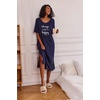 image:imageEkouaer Womens Long Nightgown Short Sleeve Night Shirt Plus Size SleepwearNavy Blue