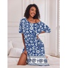 image:imageEkouaer Womens Long Nightgown Short Sleeve Night Shirt Plus Size SleepwearNavy Blue Flower