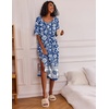 image:imageEkouaer Womens Long Nightgown Short Sleeve Night Shirt Plus Size SleepwearNavy Blue Flower