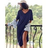 image:imageEkouaer Womens Long Nightgown Short Sleeve Night Shirt Plus Size SleepwearPure Navy Blue