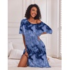 image:imageEkouaer Womens Long Nightgown Short Sleeve Night Shirt Plus Size SleepwearTie Dye Blue