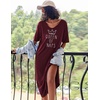 image:imageEkouaer Womens Long Nightgown Short Sleeve Night Shirt Plus Size SleepwearWine Red Crown