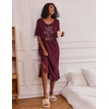 image:imageEkouaer Womens Long Nightgown Short Sleeve Night Shirt Plus Size SleepwearWine Red Crown