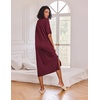 image:imageEkouaer Womens Long Nightgown Short Sleeve Night Shirt Plus Size SleepwearWine Red Crown