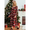 image:imageEkouaer Womens Long Sleeve Nightgown Full Length Sleepwear Long Sleepshirts Henley Sleep DressZred Santa
