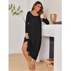 image:imageEkouaer Womens Long Sleeve Nightgowns Full Length Sleep Dress SleepshirtsBlack