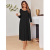 image:imageEkouaer Womens Long Sleeve Nightgowns Full Length Sleep Dress SleepshirtsBlack