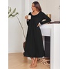 image:imageEkouaer Womens Long Sleeve Nightgowns Full Length Sleep Dress SleepshirtsBlack