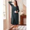 image:imageEkouaer Womens Long Sleeve Nightgowns Full Length Sleep Dress SleepshirtsBlack With White Flowers