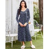 image:imageEkouaer Womens Long Sleeve Nightgowns Full Length Sleep Dress SleepshirtsBlack With White Flowers