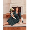 image:imageEkouaer Womens Long Sleeve Nightgowns Full Length Sleep Dress SleepshirtsBlack With White Flowers