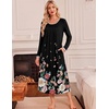 image:imageEkouaer Womens Long Sleeve Nightgowns Full Length Sleep Dress SleepshirtsBlackColorful Flower