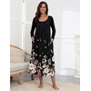 image:imageEkouaer Womens Long Sleeve Nightgowns Full Length Sleep Dress SleepshirtsBlackColorful Flower