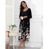 image:imageEkouaer Womens Long Sleeve Nightgowns Full Length Sleep Dress SleepshirtsBlackColorful Flower