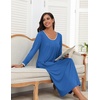 image:imageEkouaer Womens Long Sleeve Nightgowns Full Length Sleep Dress SleepshirtsBlue