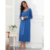 image:imageEkouaer Womens Long Sleeve Nightgowns Full Length Sleep Dress SleepshirtsBlue