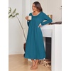 image:imageEkouaer Womens Long Sleeve Nightgowns Full Length Sleep Dress SleepshirtsBlue Green