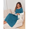image:imageEkouaer Womens Long Sleeve Nightgowns Full Length Sleep Dress SleepshirtsBlue Green