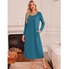 image:imageEkouaer Womens Long Sleeve Nightgowns Full Length Sleep Dress SleepshirtsBlue Green