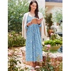 image:imageEkouaer Womens Long Sleeve Nightgowns Full Length Sleep Dress SleepshirtsBlue With White Flowers