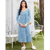 image:imageEkouaer Womens Long Sleeve Nightgowns Full Length Sleep Dress SleepshirtsBlue With White Flowers
