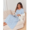 image:imageEkouaer Womens Long Sleeve Nightgowns Full Length Sleep Dress SleepshirtsBlueRed Flowers