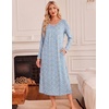 image:imageEkouaer Womens Long Sleeve Nightgowns Full Length Sleep Dress SleepshirtsBlueRed Flowers