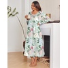 image:imageEkouaer Womens Long Sleeve Nightgowns Full Length Sleep Dress SleepshirtsFloral Green