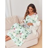 image:imageEkouaer Womens Long Sleeve Nightgowns Full Length Sleep Dress SleepshirtsFloral Green