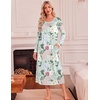 image:imageEkouaer Womens Long Sleeve Nightgowns Full Length Sleep Dress SleepshirtsFloral Green