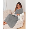 image:imageEkouaer Womens Long Sleeve Nightgowns Full Length Sleep Dress SleepshirtsGrey