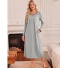 image:imageEkouaer Womens Long Sleeve Nightgowns Full Length Sleep Dress SleepshirtsLight Grey
