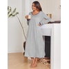 image:imageEkouaer Womens Long Sleeve Nightgowns Full Length Sleep Dress SleepshirtsLight Grey